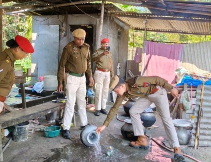 Illegal Liquor Worth 1,000 Litres Destroyed in Bajali Police & Excise Department Crackdown