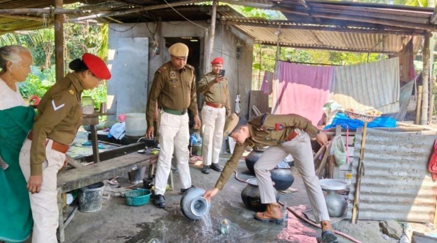 Illegal Liquor Worth 1,000 Litres Destroyed in Bajali Police & Excise Department Crackdown